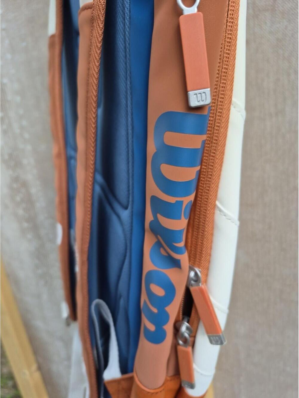 Wilson Roland Garros Super Tour Tennis Backpack 2 Racket Bag Blue / White / Navy - Picture 6 of 12